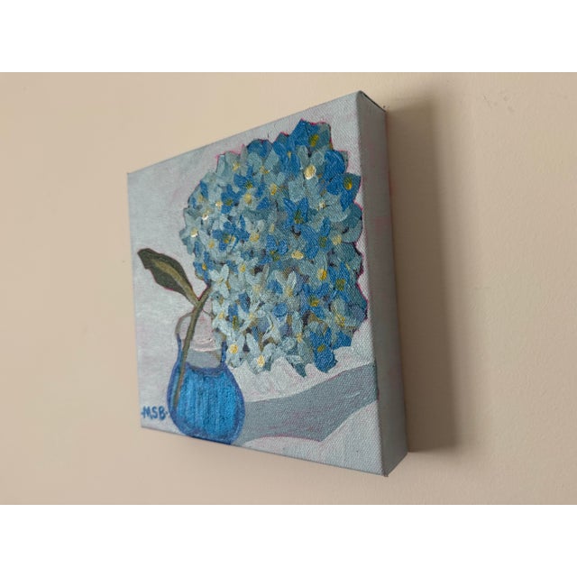 Textile Modern Abstract Floral Folk Art Acrylic Painting on Canvas, Signed, Framed, Dated For Sale - Image 7 of 8