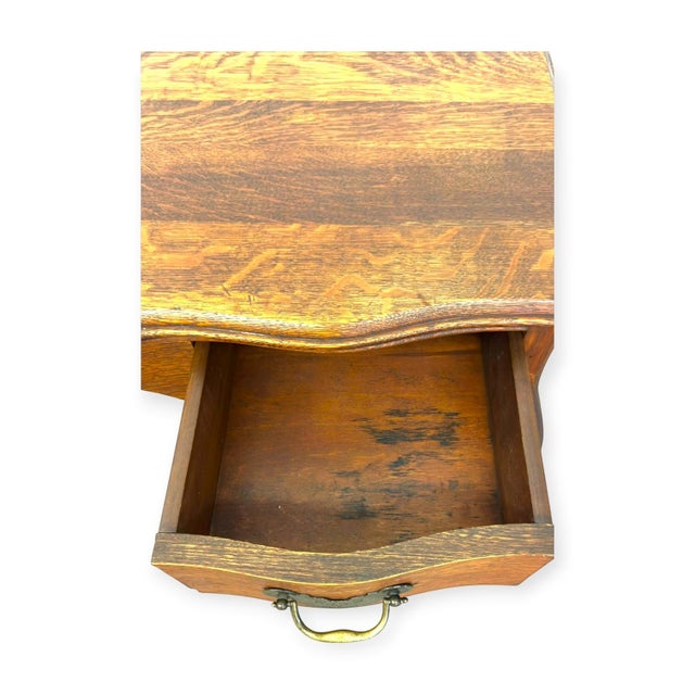 Antique Tiger Oak Writing Desk With Cabriole Legs – John Stengel & Co. For Sale - Image 10 of 13