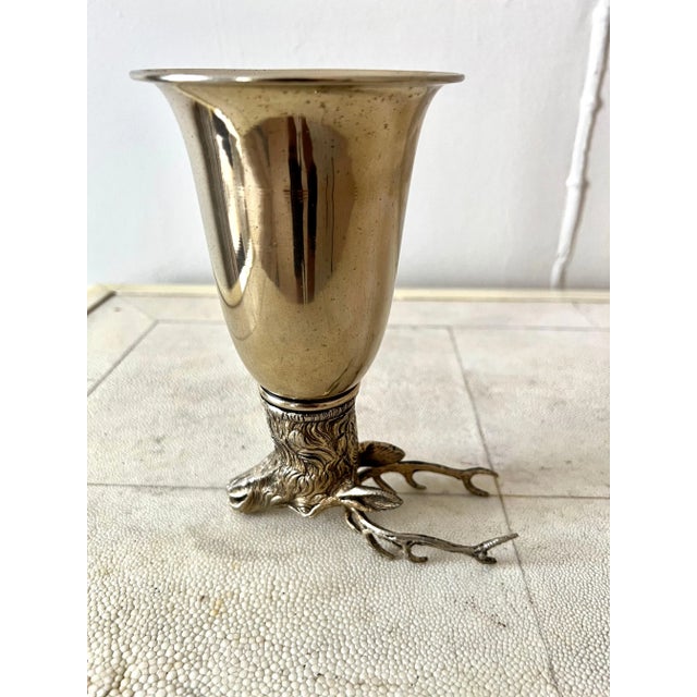 Mid-Century Modern Gucci Italy Silver Plate Stirrup Cup with Elk Head For Sale - Image 3 of 13