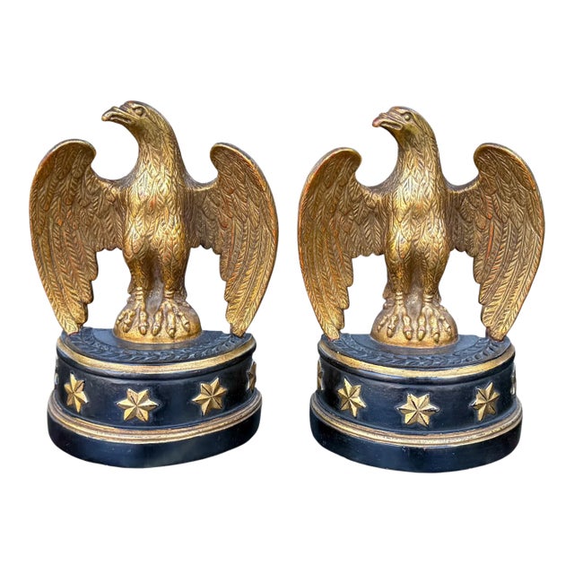 Mid-Century Neo-Classical Style Eagle Form Bookends by Borghese For Sale