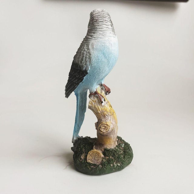 Pair of Resin Parakeet Figurines – 6.1" Realistic Bird Sculptures on Branches For Sale - Image 16 of 16