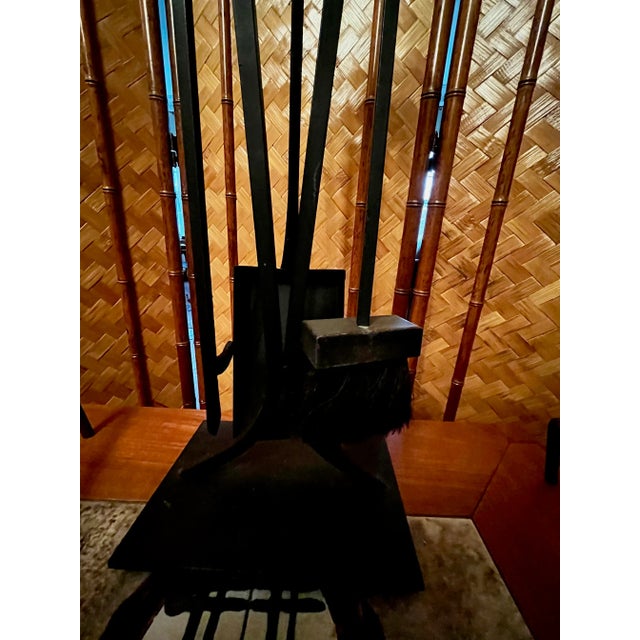 Donald Deskey MCM Fireplace Tools Iron Andirons and Fireplace Tool Set- 6 Pieces For Sale - Image 10 of 10