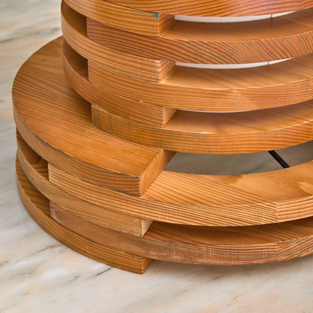 French Stacked Wood Table Lamp, 1970s For Sale - Image 10 of 11