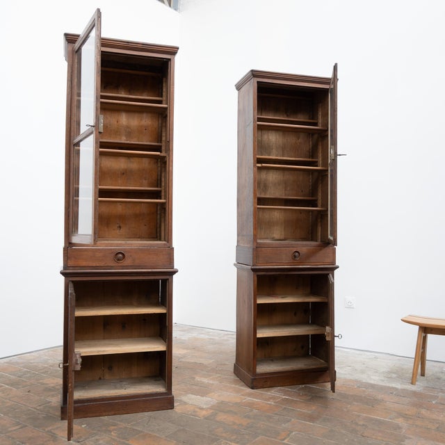 Oak Pharmacy Display Cabinets, 1890, Set of 2 For Sale - Image 3 of 17