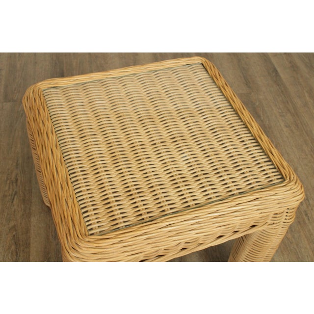 Vintage Square Wicker Side Tables - A Pair For Sale - Image 10 of 13