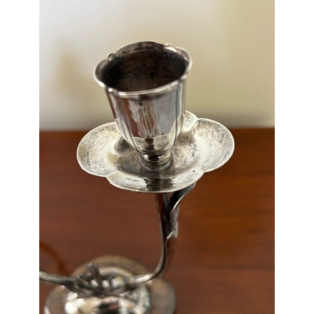 1940s Pair of 1940s Black Starr & Gorham Sterling Silver Candle Holders For Sale - Image 5 of 9