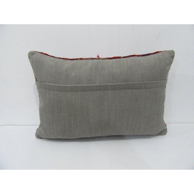 Traditional Red Embroidered Kilim Pillow For Sale - Image 3 of 4