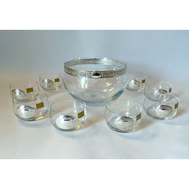Late 20th Century Bulgari Silver Crystal Punch Set - Set of 9 For Sale - Image 5 of 12