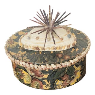 Antique Brocade Paper-Box With Sea Shell Decoration For Sale