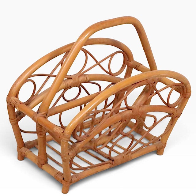 Mid 20th Century Bamboo Magazine Rack For Sale In New York - Image 6 of 9