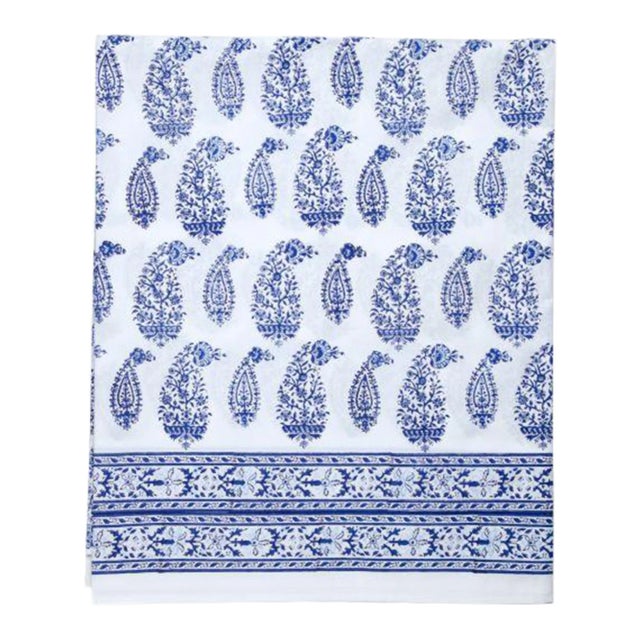 Malabar Deep Blue Multi-Paisley Twin Flat Sheet For Sale