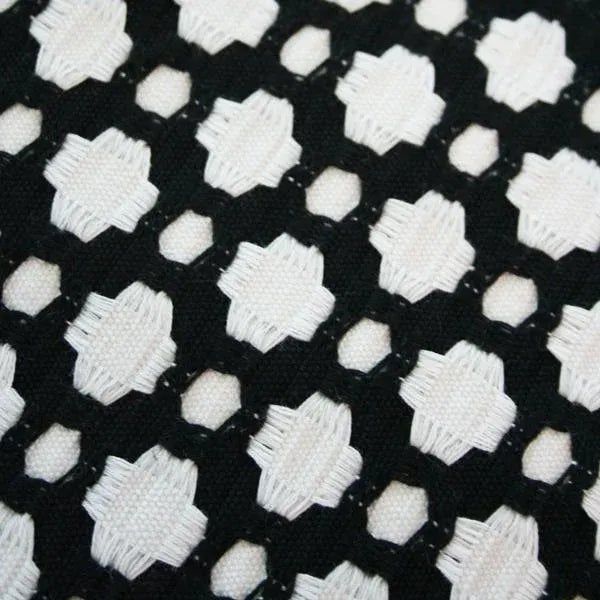 New pair of 17" square designer pillows covered in a woven fabric from Schumacher with a beautiful black and white small...