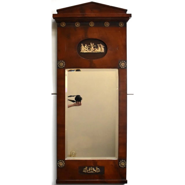 Antique German Empire Neoclassical Ormolu Trumeau Mirror For Sale - Image 13 of 13