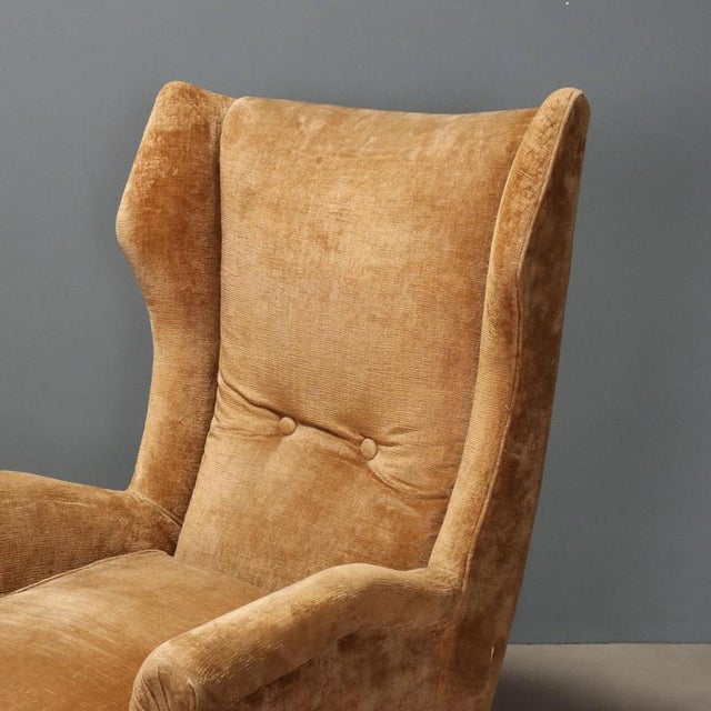 Vintage Italian Velvet Bergère Lounge Chairs, 1950s, Set of 2 For Sale - Image 4 of 11