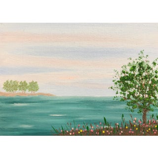 "Peaceful" Contemporary Original Impressionist Style Landscape Acrylic Painting by Deb Bossert For Sale