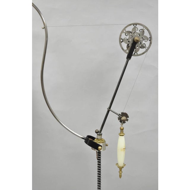 Vintage Retro Steampunk Adjustable Cantilever Pulley Victorian Floor Lamp For Sale - Image 4 of 18