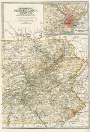 1897 Antique Pennsylvania Eastern Part State Map