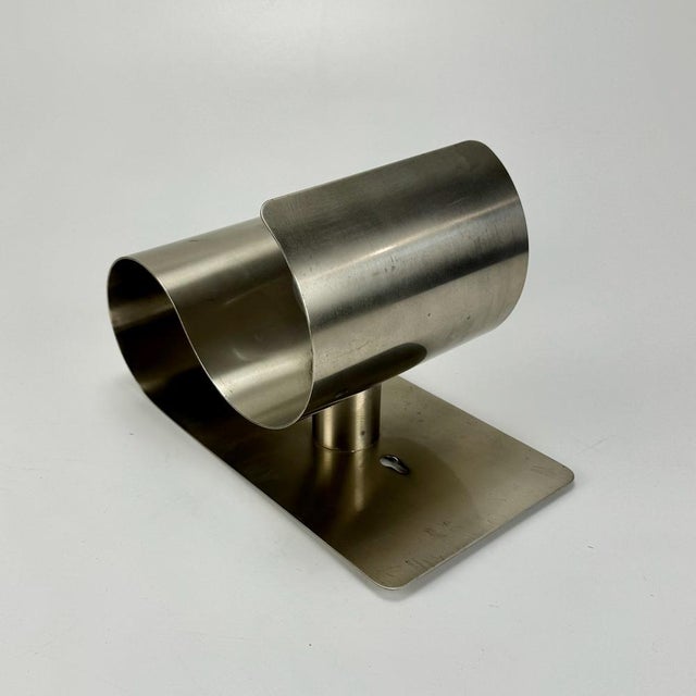 Mid-Century Modern Bent Brushed Steel Wall Lamp, 1970s For Sale - Image 6 of 8