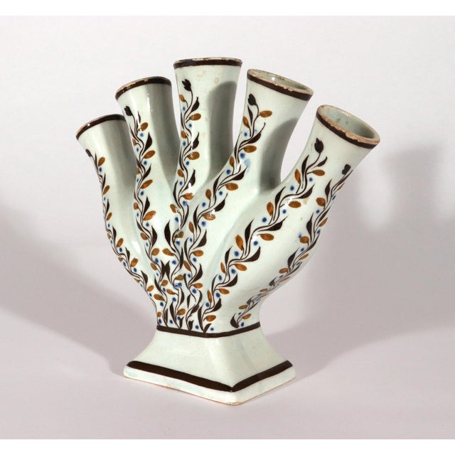 Early 19th Century Pearlware Prattware Five-Finger Flower Vase or Quintal Circa 1795–1810 For Sale - Image 5 of 11
