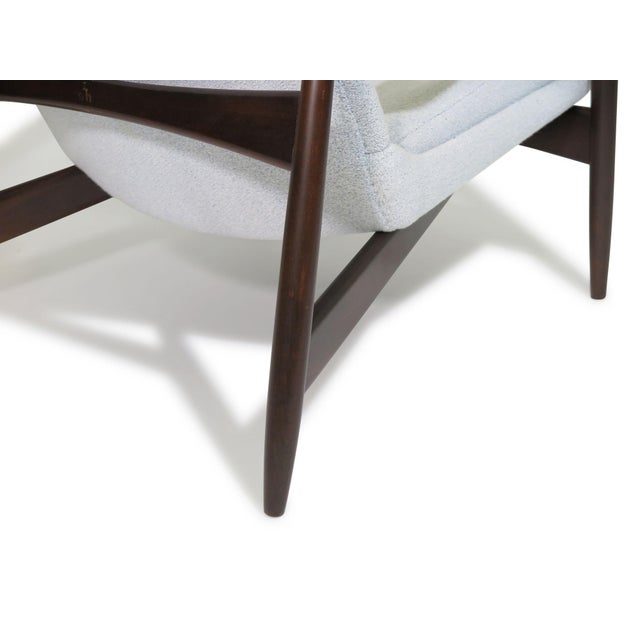 Mid 20th Century Restored Ib Kofod Larsen Highback Lounge Chair and Ottoman in New Fabric For Sale - Image 10 of 14
