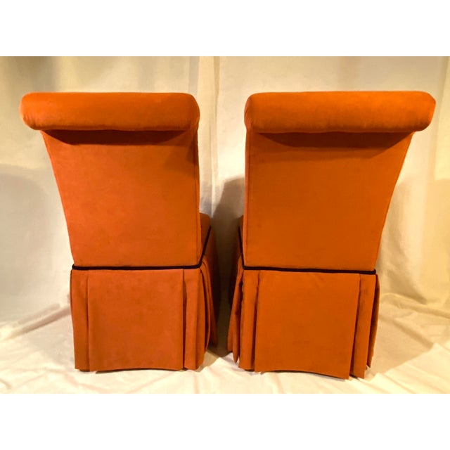 Century Furniture Slipper Chairs in Burnt Orange by Century Furniture - A Pair For Sale - Image 4 of 16