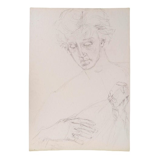 Man with Balalaika, 20th Century, Drawing on Paper For Sale