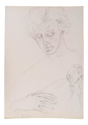 Man with Balalaika, 20th Century, Drawing on Paper