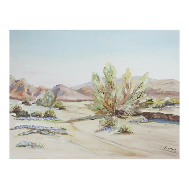 Vintage Impressionist Desert Mountain Landscape Painting For Sale