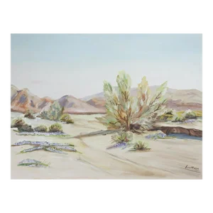 Vintage Impressionist Desert Mountain Landscape Painting