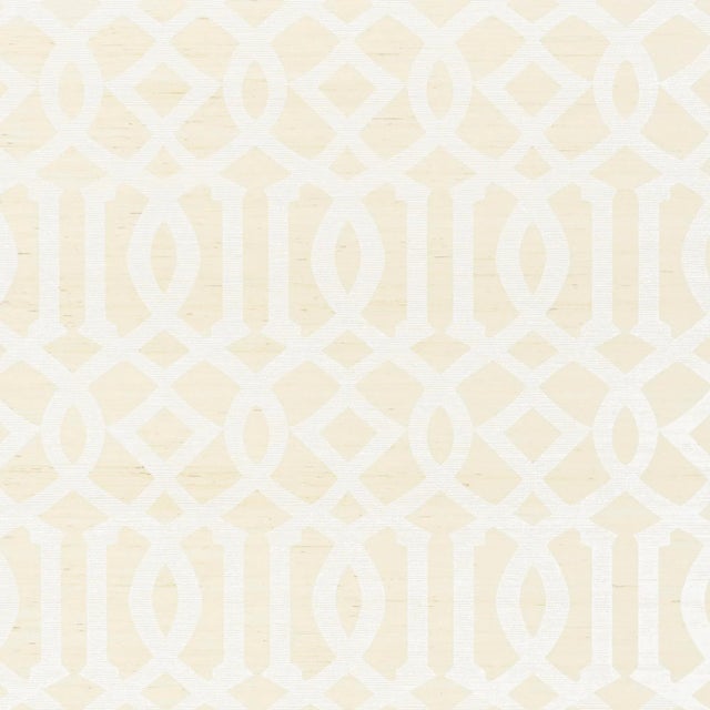 Contemporary Sample - Schumacher Imperial Trellis Sisal Wallpaper in Ivory For Sale - Image 3 of 3