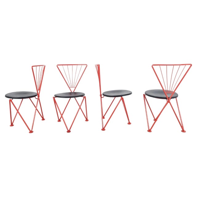 Vintage Red Metal Dining Chairs from Jozef Hoffmann, 1980s, Set of 4 For Sale - Image 10 of 10