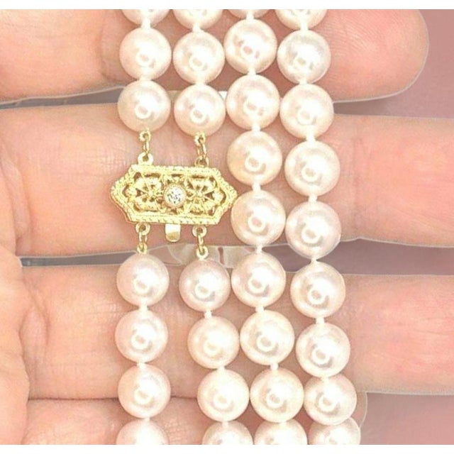 Diamond Akoya Pearl 14 Karat 2-Strand Necklace Certified For Sale - Image 12 of 15
