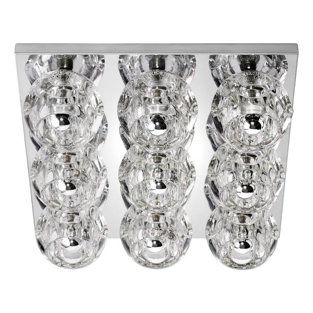 Faceted Glass & Chrome Ceiling or Wall Light by Peill & Putzler, Germany, 1970s For Sale