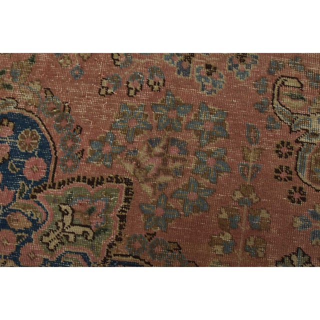 1980s Tabriz Rug 9’6” X 12’3” Pink Wool Vintage Distressed Hand-Knotted Carpet For Sale - Image 5 of 15