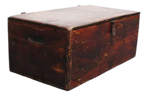 Early 19th Century Colonial Stained Maple Handmade Travel Trunk / Chest With Hinged Top