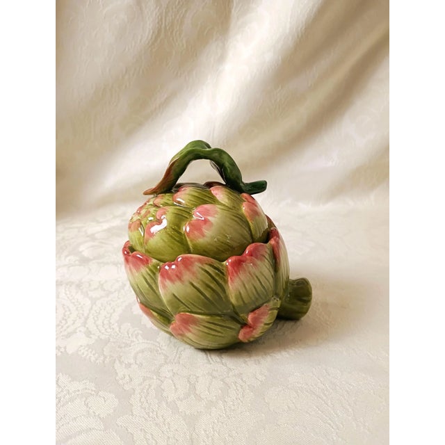 Fitz and Floyd Fitz & Floyd Artichoke Sugar Bowl Ceramic Italian Food Art Table Decor Medditerian Tableware Condiment Dish Grandmillenial For Sale - Image 4 of 12