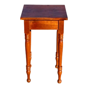 Antique Sheraton New England Cherry Bedside Table / Nightstand With Ball Feet
