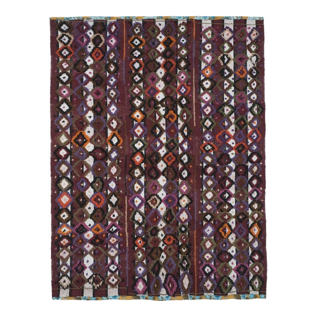 Vintage Turkish Shaggy Tulu Kilim Rug 5'6''x7'1'' For Sale