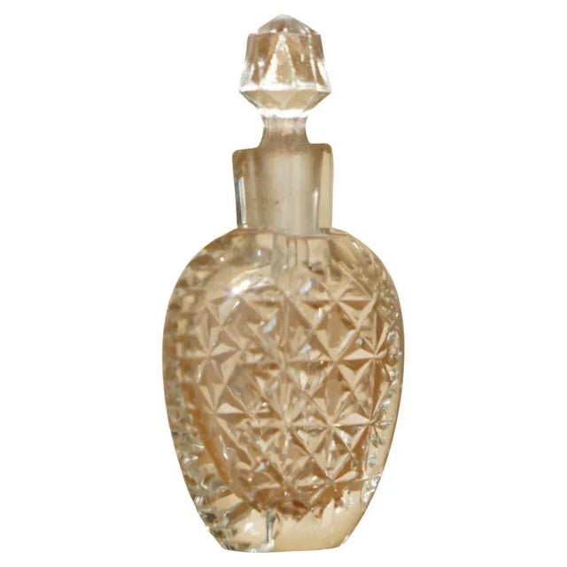 Antique French Cut Glass Crystal Collectable Dressing Table Perfume Bottle, 1920 For Sale - Image 12 of 12