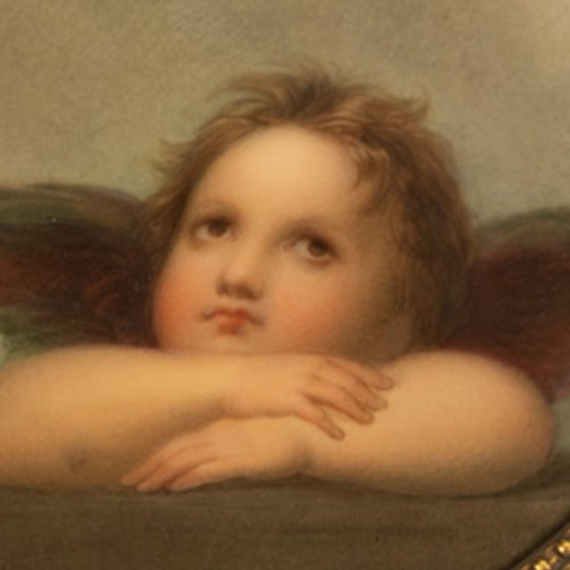Ceramic Genuine Antique KPM Berlin Porcelain Hand Painted Raphael's Angels Putti 1890 For Sale - Image 7 of 10