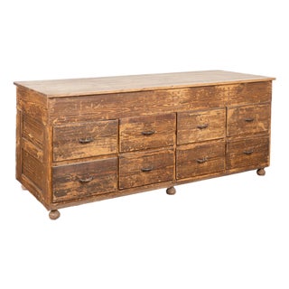 Early 20th Century Hungarian Pine Apothecary Counter With Eight Drawers For Sale