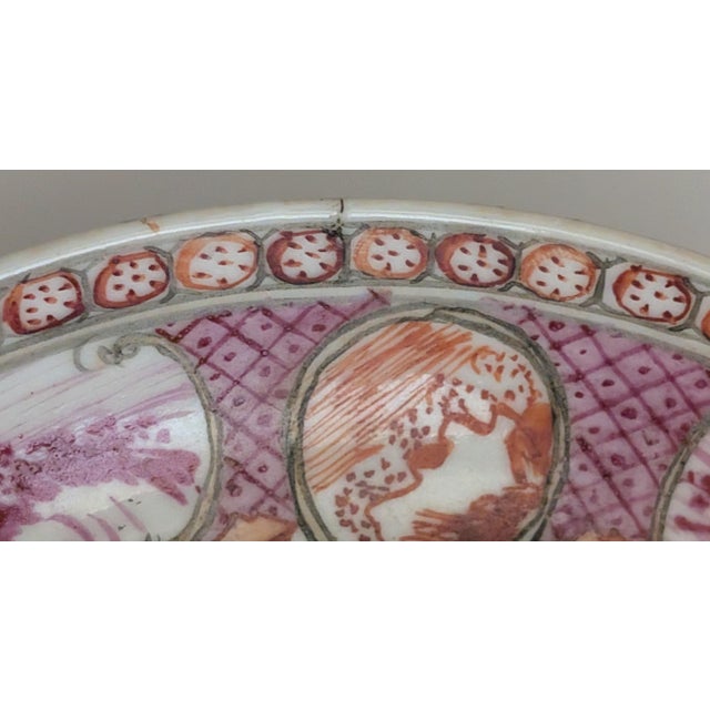 Antique Chinese Rose Mandarin Figure Porcelain Saucer, Around Qianlong Era For Sale - Image 9 of 10