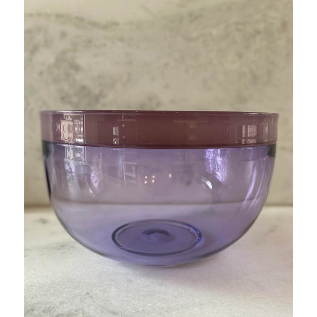 Vintage Swedish Purple Glass Bowl - Signed For Sale - Image 4 of 10