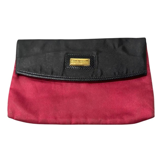 Elegant 1960s Vintage Sorelle Fontana Silk and Leather Evening Clutch For Sale