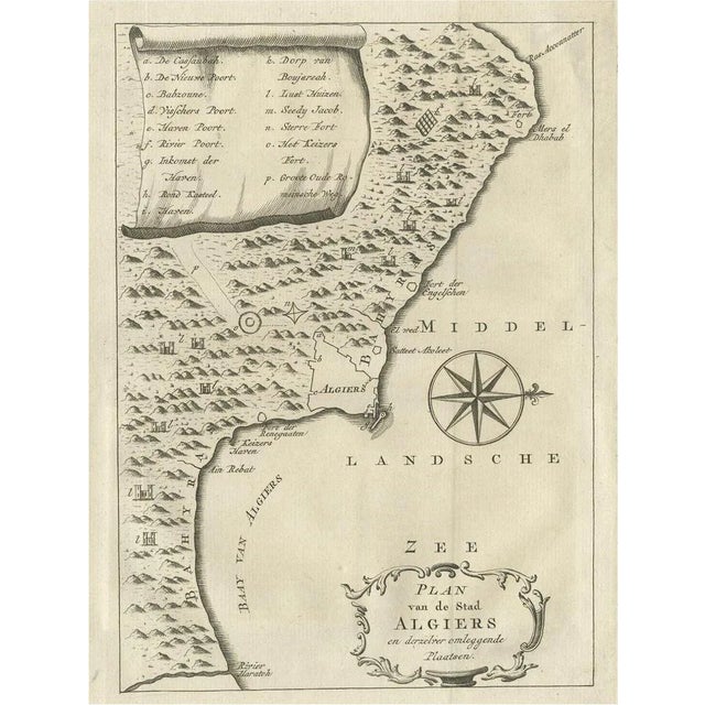 Map of Algiers with Surrounding Cities and the Bay of Algiers, 1773 For Sale