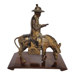 Chinese Republic Period Bronze Figure of Zhang Guolao Riding a Donkey For Sale