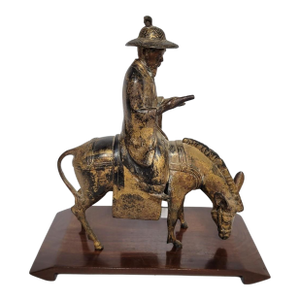 Chinese Republic Period Bronze Figure of Zhang Guolao Riding a Donkey