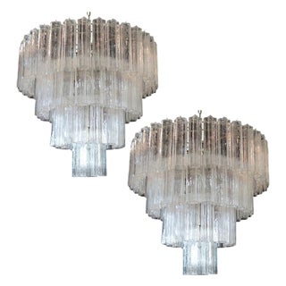 Murano Glass Chandeliers in the Style of Toni Zuccheri for Venini, Set of 2 For Sale