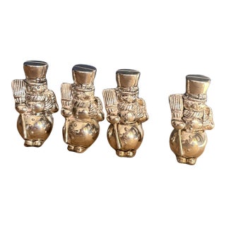 Late 20th Century Silverplate Snowman Place Card Holders by International Silver Co. - Set of 4 For Sale