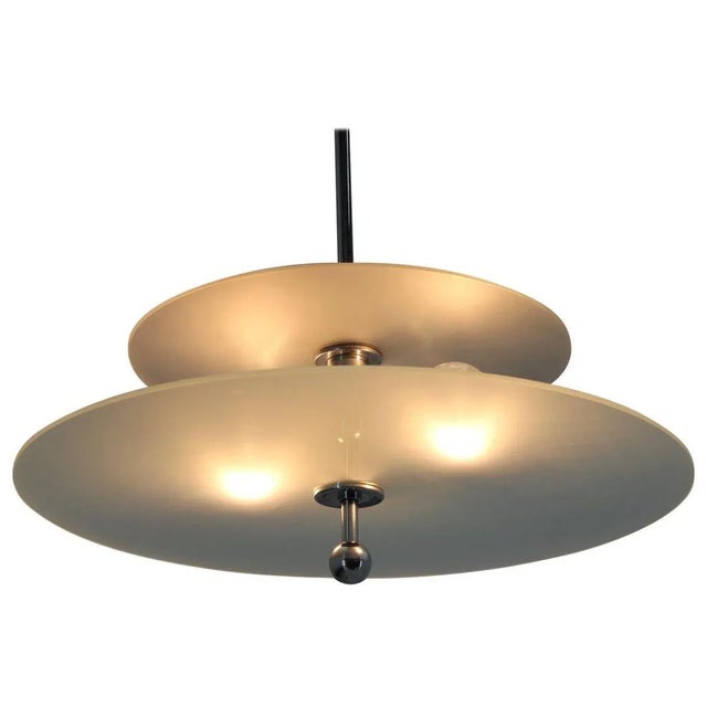 Glass Bauhaus Chrome Pendant Lamp, 1930s For Sale - Image 7 of 7